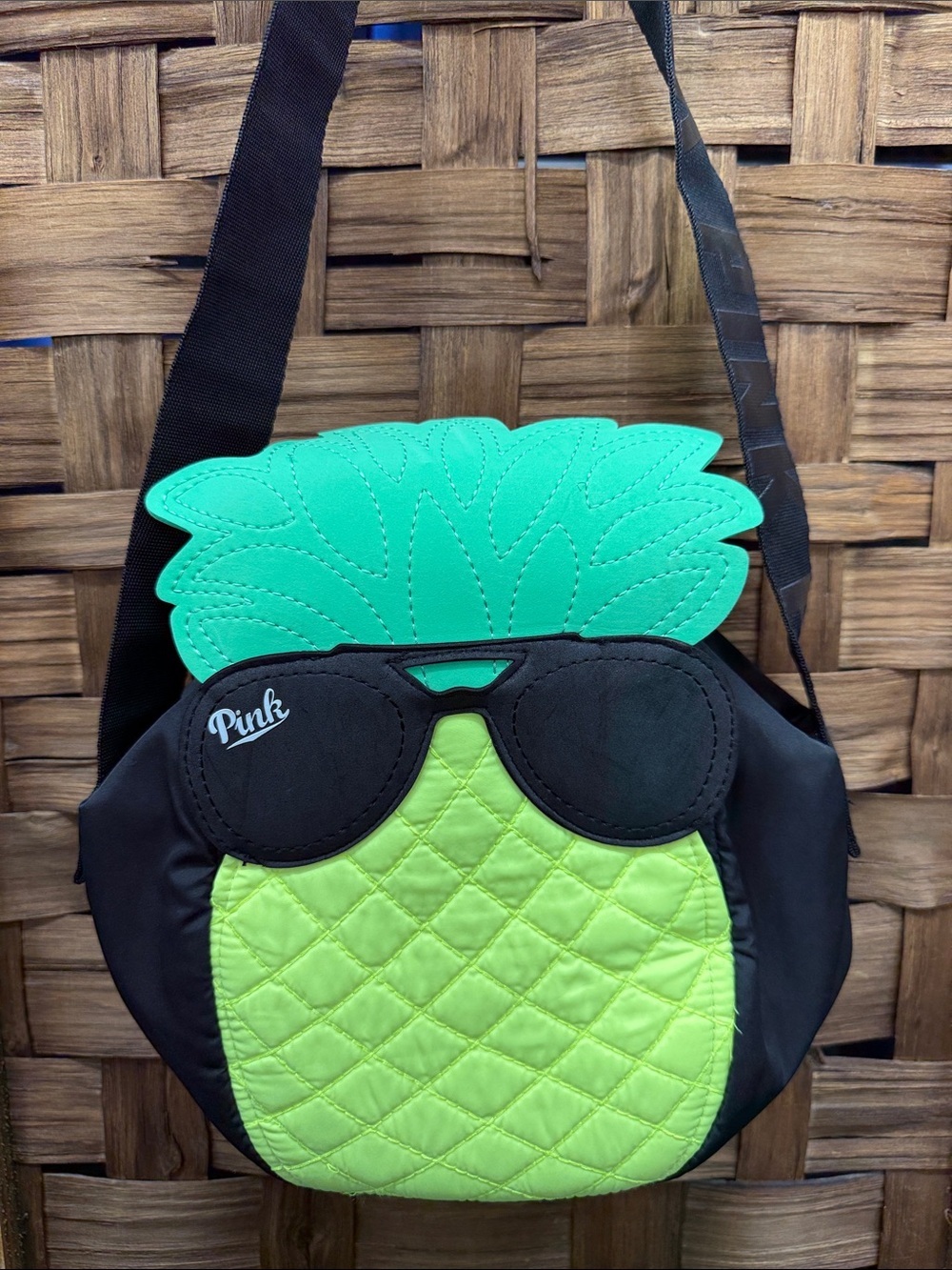 PINK Victoria's Secret Neon Green & Teal Pineapple Crossbody Bag